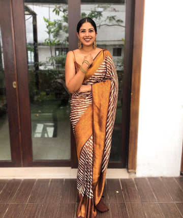 QUINTESSENTIAL COFFEE PURE SOFT SILK SAREE WITH MAGNIFIC BLOUSE PIECE