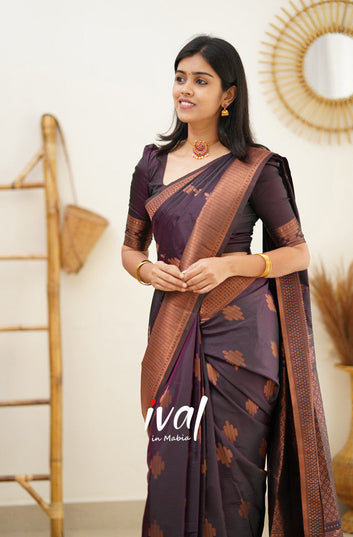 MAGENTA PURE SOFT SILK SAREE WITH CONFOUNDING BLOUSE PIECE