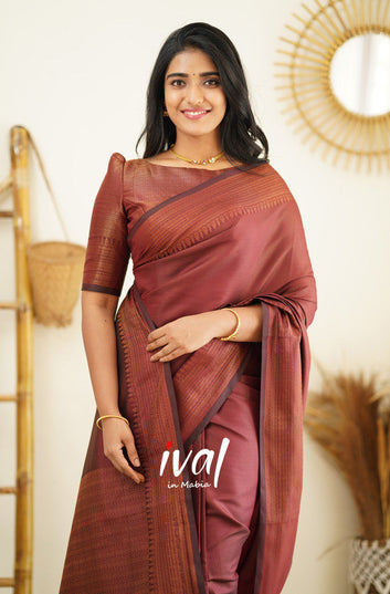 MAROON PURE SOFT SILK SEMI SAREE WITH LOVELY BLOUSE PIECE
