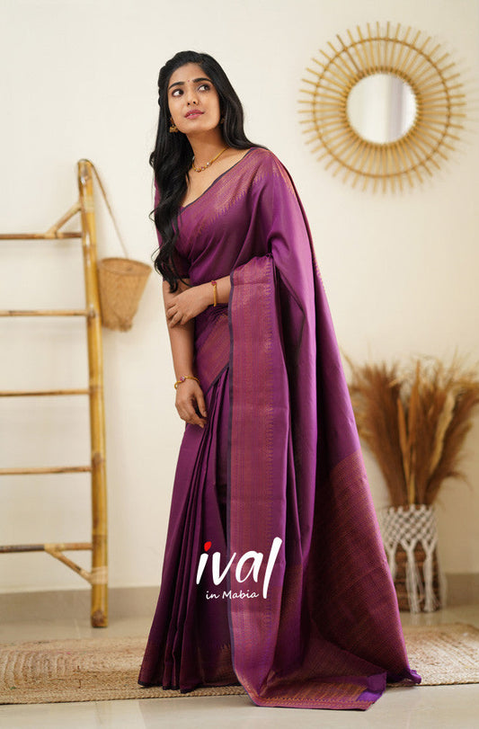 MAGENTA PURE SOFT SEMI SILK SAREE WITH MOIETY BLOUSE PIECE