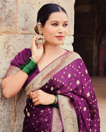PURE SEMI SILK SAREE WEAVED WITH COPPER ZARI COMES WITH HEAVY BANARASI BROCADE BLOUSE