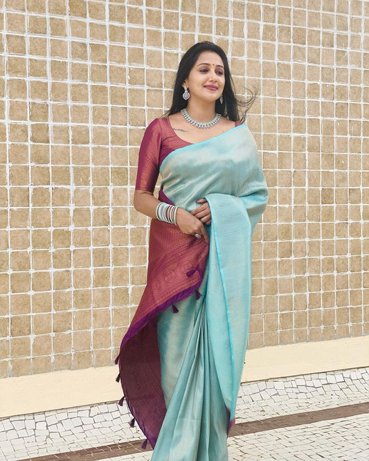 FIROZI & MAGETA PURE SOFT SILK SAREE WITH ATTRACTIVE BLOUSE PIECE