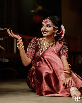MAROON PURE SOFT SILK SAREE WITH ATTRACTIVE BLOUSE PIECE