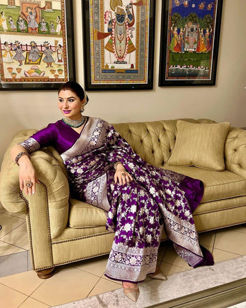 SNAZZY WINE PURE SOFT SILK SAREE WITH CONFOUNDING BLOUSE PIECE