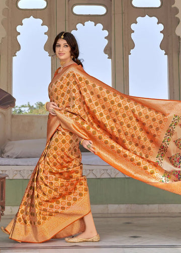 Prominent Mustard Paithani Silk Saree With Invaluable Blouse Piece