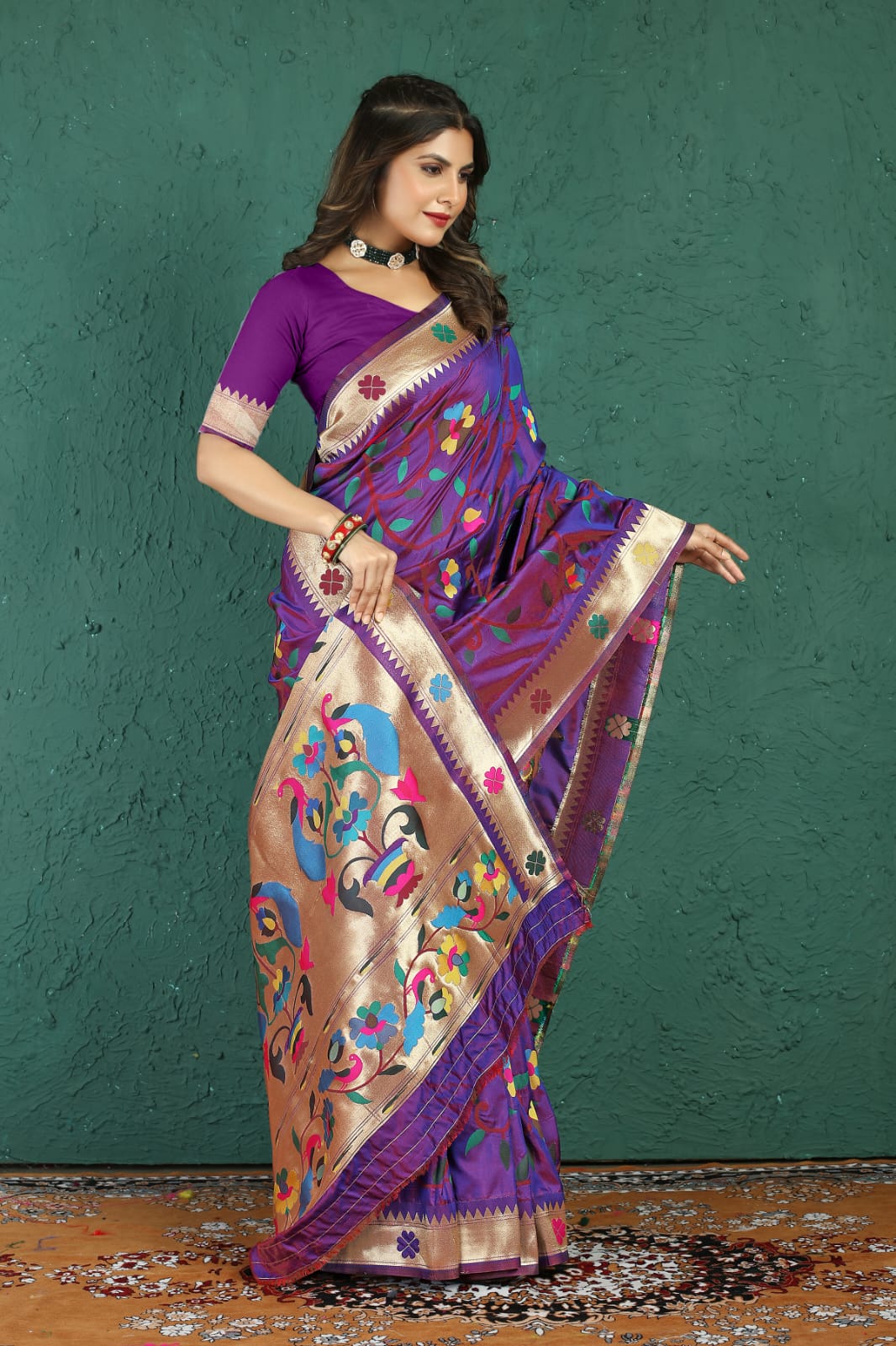 Devastating Purple Paithani Silk Saree With Pleasurable Blouse Piece