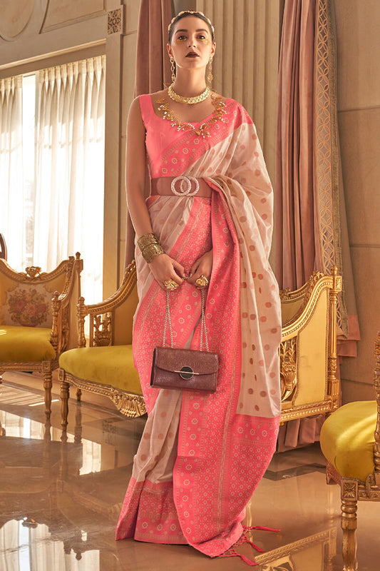 Capricious Beige Soft Banarasi Silk Saree With Demanding Blouse Piece