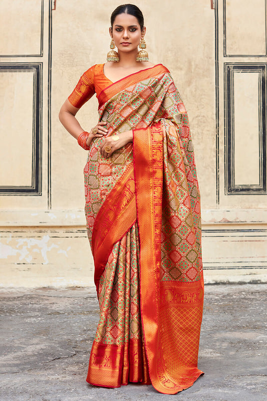 Pretty Red Digital Printed Soft Silk Saree With Amazing Blouse Piece