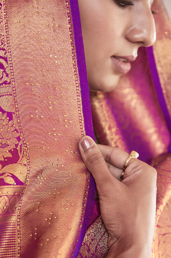 Sumptuous Purple Kanjivaram Silk Saree With Felicitous Blouse Piece