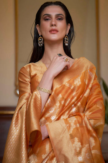 Dissemble Musterd Organza Silk Saree With Sempiternal Blouse Piece
