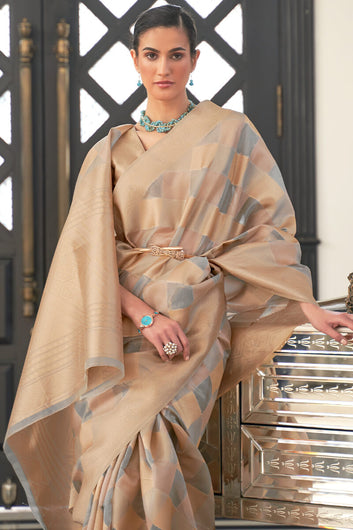 Aplomb Grey Organza Silk Saree With Sumptuous Blouse Piece