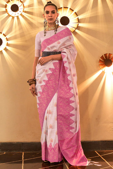 Staring Beige Soft Banarasi Silk Saree With Energetic Blouse Piece