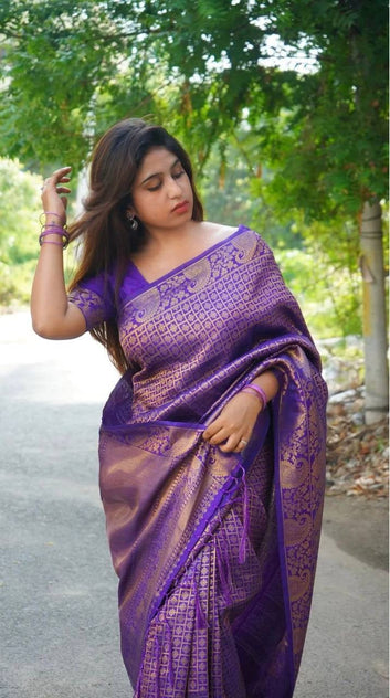 BLUE PURE SOFT SILK SAREE WITH LOVELY BLOUSE PIECE