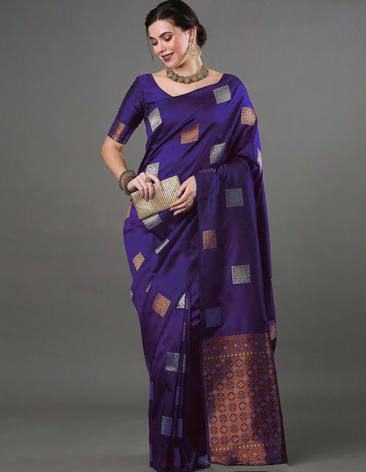 Preferable Purple Soft Silk Saree With Hypnotic Blouse Piece