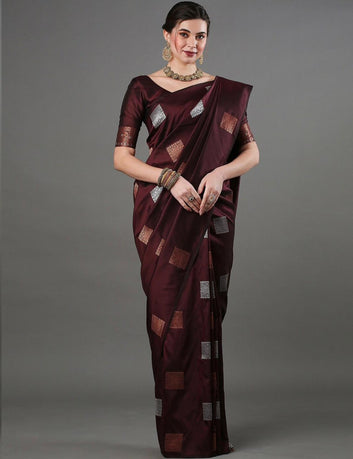Surpassing Wine Soft Silk Saree With Majesty Blouse Piece