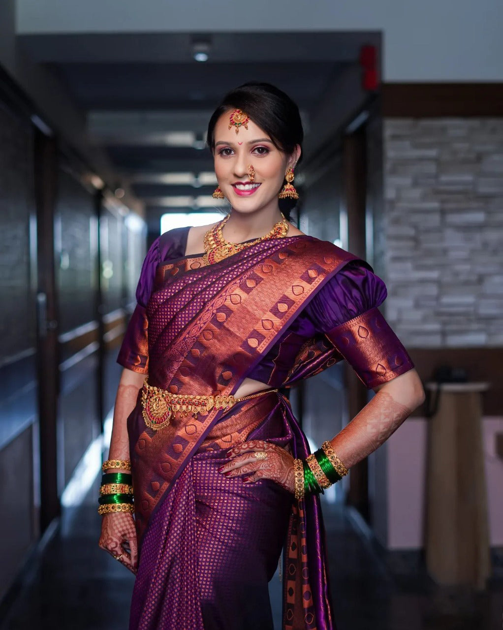Woebegone Purple Soft Silk Saree With Prodigal Blouse Piece