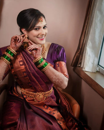 Woebegone Purple Soft Silk Saree With Prodigal Blouse Piece
