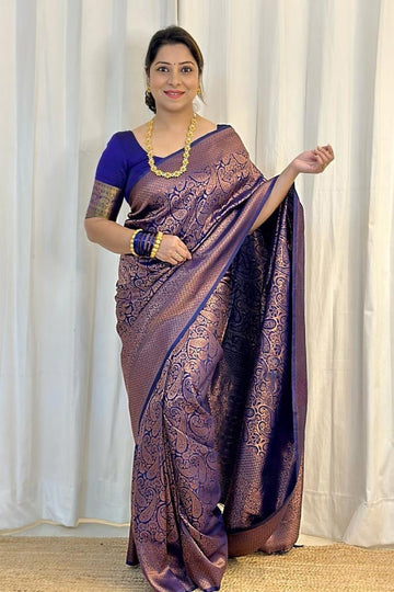 Devastating Blue Soft Silk Saree With Felicitous Blouse Piece