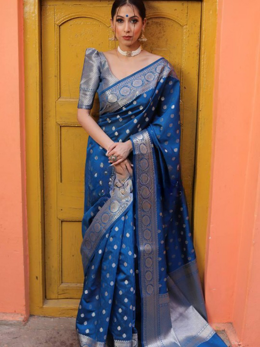 Transcendent Rama Soft Silk Saree With Tremendous Blouse Piece