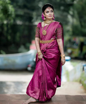 Ratatouille Purple Soft Silk Saree With Scrumptious Blouse Piece