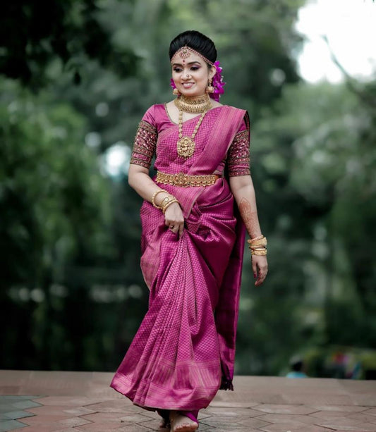 Ratatouille Purple Soft Silk Saree With Scrumptious Blouse Piece