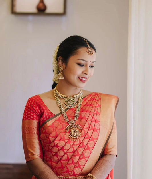 Ratatouille Red Soft Silk Saree With Seraglio Blouse Piece