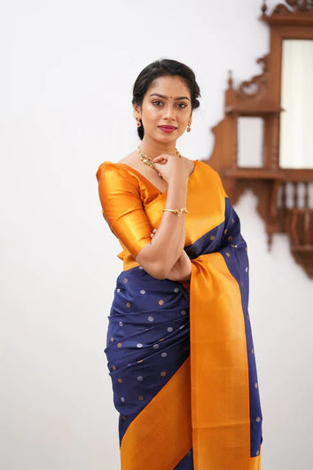 Conflate Blue Soft Silk Saree With Dissemble Blouse Piece