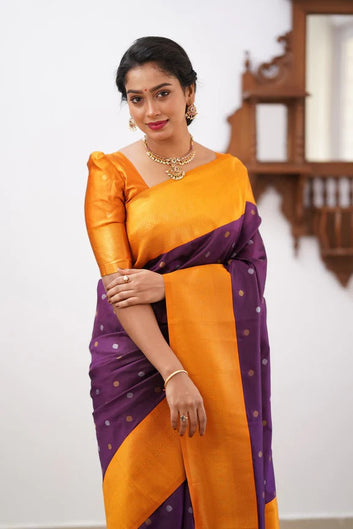 Magnificat Purple Soft Silk Saree With Improbable Blouse Piece