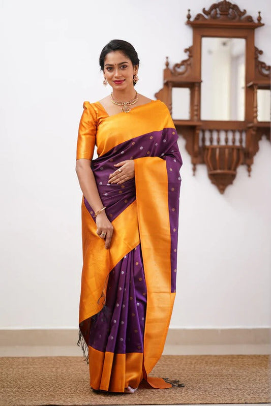 Magnificat Purple Soft Silk Saree With Improbable Blouse Piece