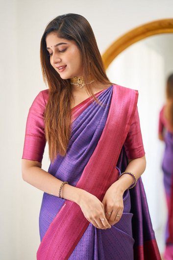 Fantabulous Blue Soft Silk Saree With Devastating Blouse Piece
