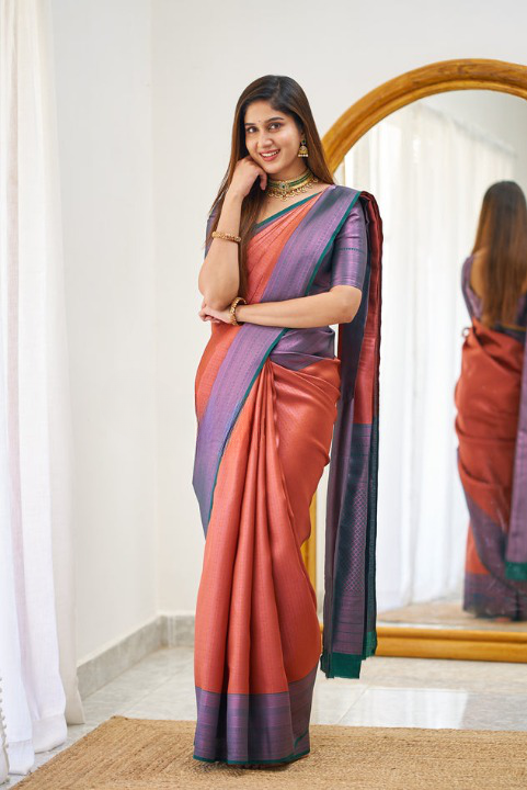 Luxuriant Red Soft Silk Saree With Prodigal Blouse Piece