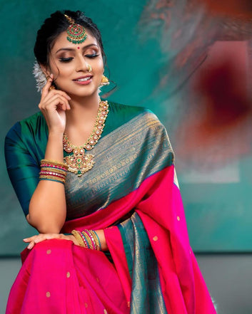 Classy Dark Pink Soft Silk Saree With Deserving Blouse Piece