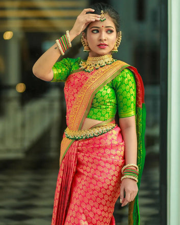 Exceptional Dark Pink Soft Silk Saree With Fairytale Blouse Piece