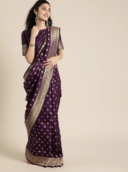 Jazzy Wine Soft Silk Saree With Fancifull Blouse Piece