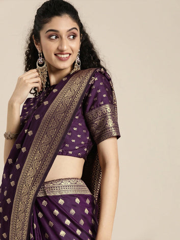 Jazzy Wine Soft Silk Saree With Fancifull Blouse Piece