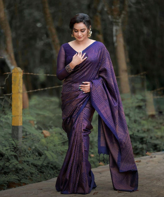 Magnetic Royal Blue Soft Silk Saree With Improbable Blouse Piece