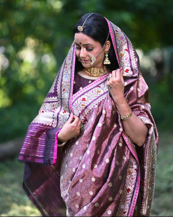 Imbrication Purple Soft Silk Saree With Woebegone Blouse Piece