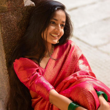 Lissome Dark Pink Soft Silk Saree with Super Glittering Blouse Piece