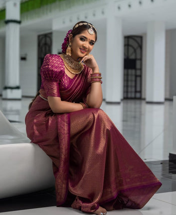 Deserving Purple Soft Silk Saree with Energetic Blouse Piece