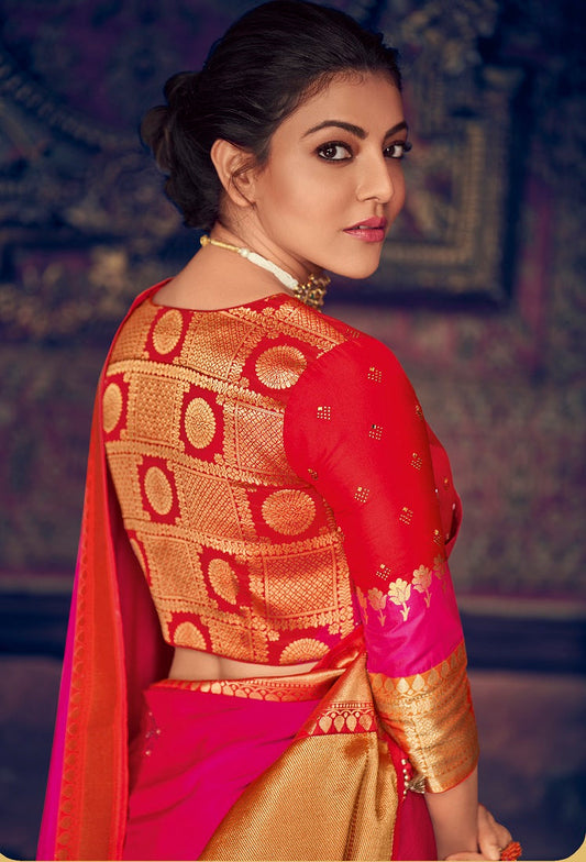 Sensational Dark Pink Pure Soft Silk Saree With Outstanding Blouse Piece