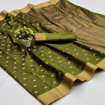 Fugacious Green Soft Silk Saree With Exquisite Blouse Piece