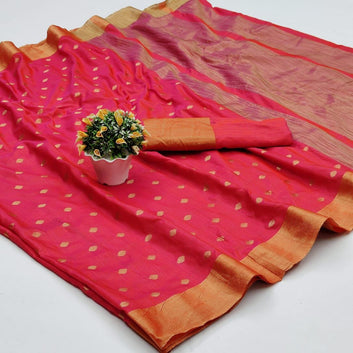 Gossamer Peach Soft Silk Saree With Exquisite Blouse Piece