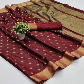 Lissome Wine Soft Silk Saree With Exquisite Blouse Piece