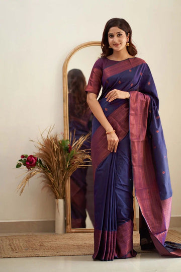 Sumptuous Blue Soft Silk Saree With Surreptitious Blouse Piece