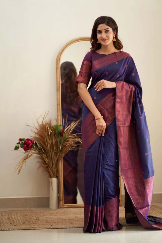 Sumptuous Blue Soft Silk Saree With Surreptitious Blouse Piece