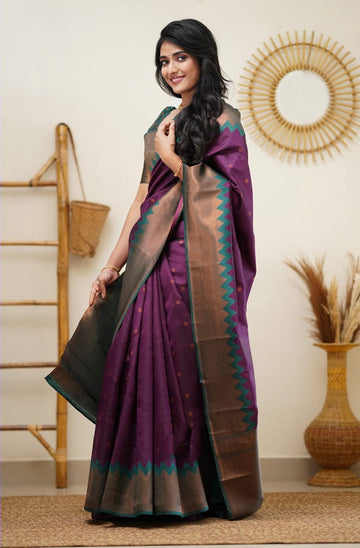 Beautiful Purple Soft Banarasi Silk Saree With Pleasant Blouse Piece